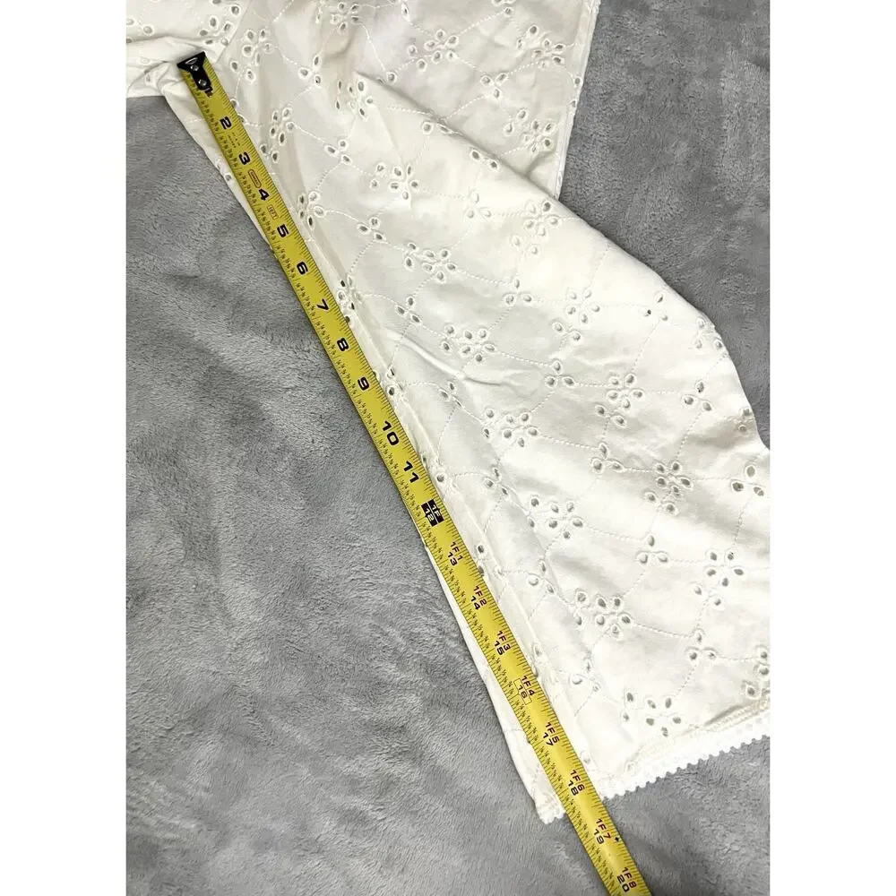 Free People Intimately Ivory Eyelet Size L Capri Pants Crop Coquette Flirty NEW